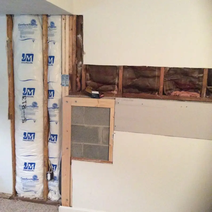 Wall insulation replacement during Basement Flood Cleanup in Ware